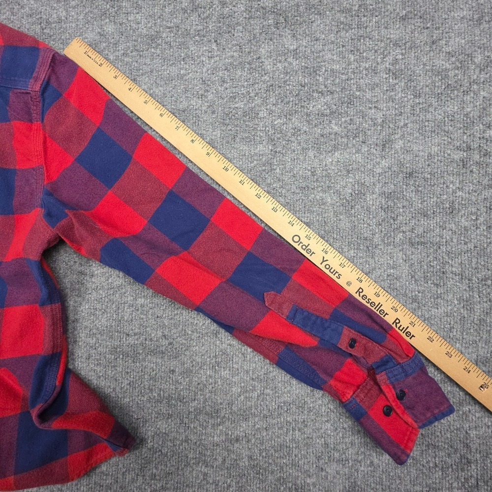 Flint And Tinder Shirt Mens Medium Red Blue Plaid Flannel Button Up Made USA - Picture 9 of 10
